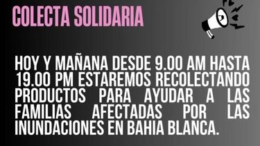 Las donaciones se reciben en el Predio de la Comunidad Deportiva.