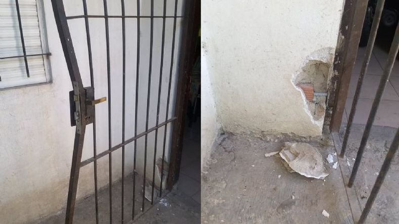 MÁS RECIENTE. La puerta de rejas, violentada. El hecho ocurrió este viernes..