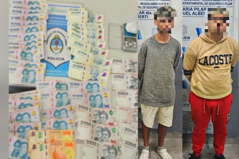 Entre las pertenencias de los detenidos se halló cocaína, dinero en efectivo y una balanza.