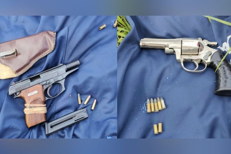 Las armas de fuego secuestradas.