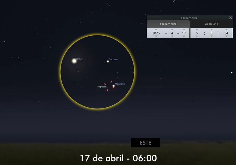 Conjunción de 4 planetas. (Meterored)..webp
