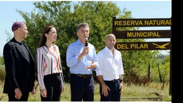 El Presidente en la Reserva, junto a la gobernadora Vidal y el ministro Bergman..