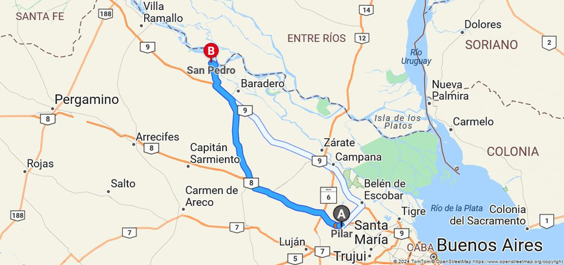 Cómo llegar de Pilar a San Pedro. (Captura).png