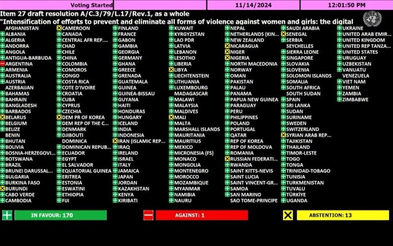 Argentina fue el único país en votar contra la violencia de género. (Infobae).