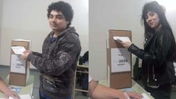 Rodrigo Hernández, 18 años, y victoria Hernández 16, votando por primera vez en sede Federico Chopin Pilar. Luli Suárez Hernández.