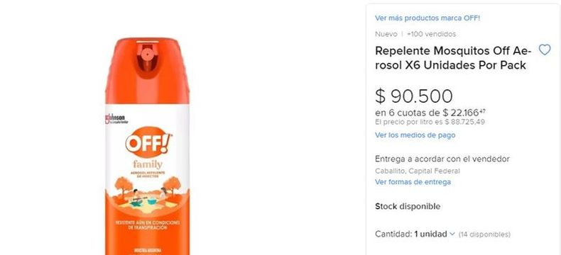 EXORBITANTES. Los precios a los que se vende el Off en sitios como Mercado Libre.
