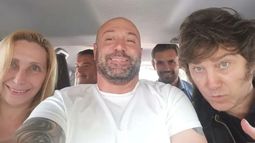 Karina Milei, Diego Spagnuolo, Javier Milei y, atrás, Martín Menem.
