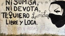 Parte de mural que la agrupación Pan y Rosas realizó el domingo en Panamericana y Ruta 25..