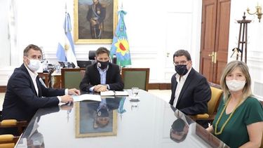 ANUNCIO. Achával y Kicillof lanzaron las obras con Sileoni y Álvarez Rodríguez..