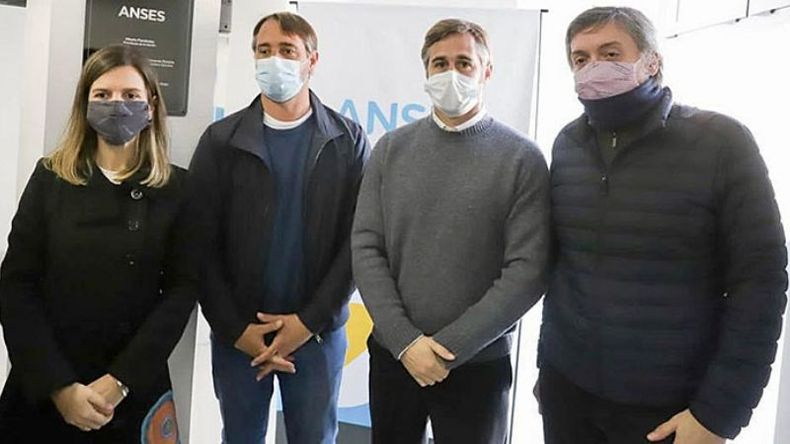 OFICINA. Raverta, Laurent, Achával y Kirchner en la nueva sede de Anses..
