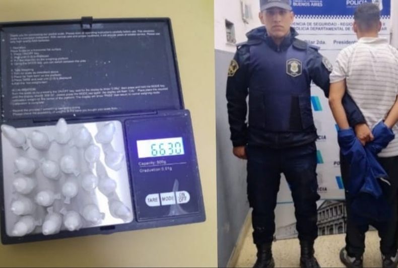 El sujeto circulaba con 21 dosis de cocaína en su poder.&nbsp;