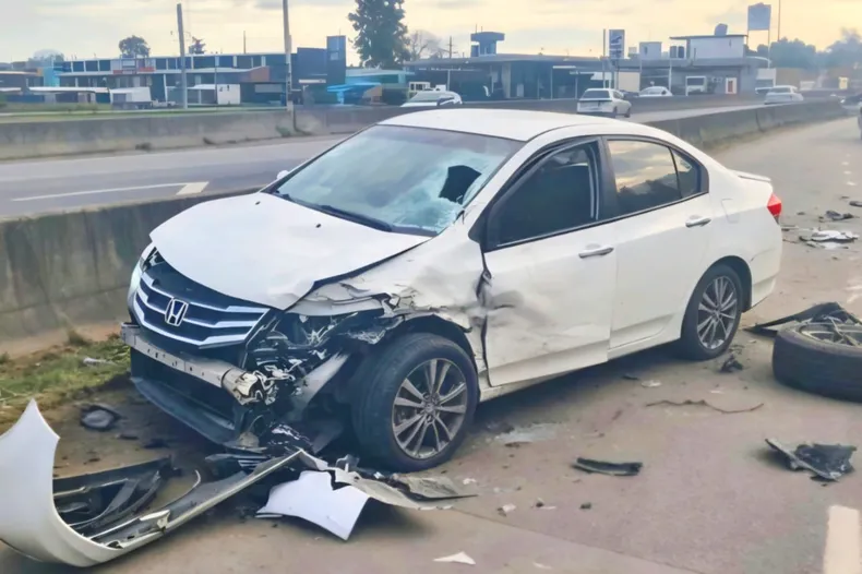 IMPACTO. Uno de los vehículos involucrados en el accidente.