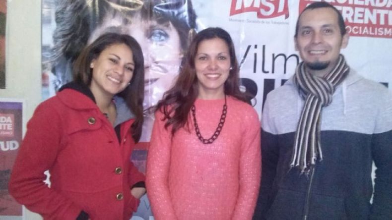 Alejandra Lucero, precandidata a consejera escolar, Natalia Espasa y Pablo Muñoz, precandidato a concejal..