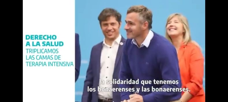 SALUD. Kicillof se mostró con Achával en un tramo del spot con el que lazó la campaña.
