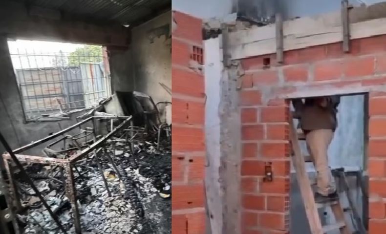 ANTES Y DESPUES. El Hogar del Milagro se reconstruye luego del incendio intencional.