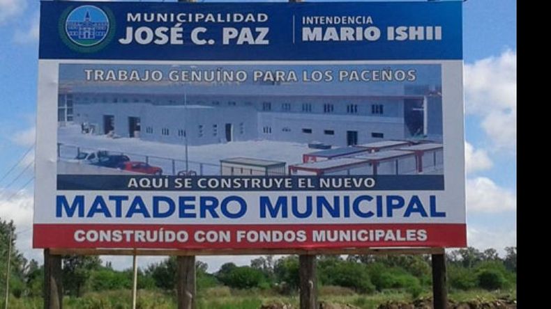 SOLO CARTEL. Según las autoridades pilarenses no existe el proyecto del matadero en José C. Paz..