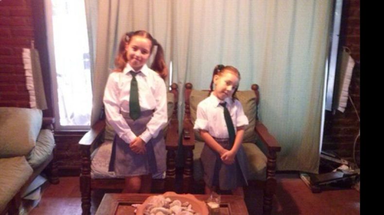 Sofía y Florencia, 5º y 1º grado en el Parroquial de Del Viso..