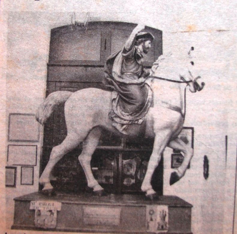 La estatua de Santiago Apóstol que desapareció de la Parroquia Nuestra Señora del Pilar.
