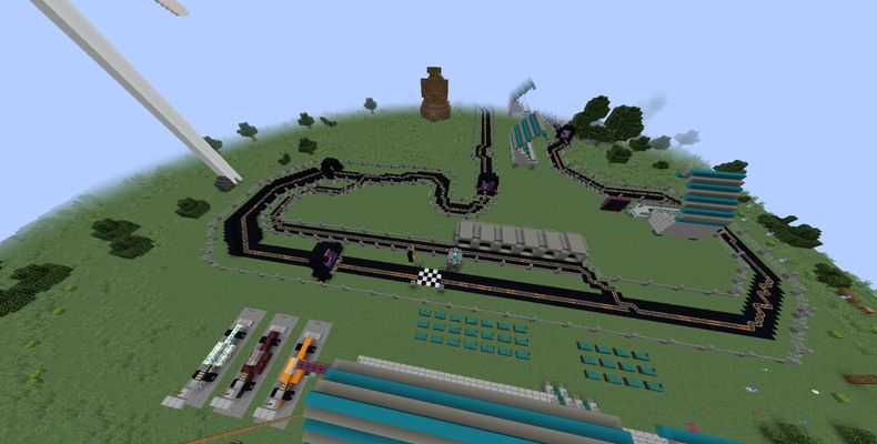 El circuito de F&oacute;rmula 1 dise&ntilde;ado por los alumnos del Mano Amiga en Minecraft.