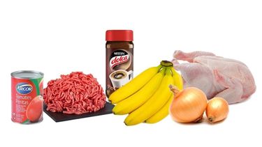 LOS 6 PRODUCTOS QUE MÁS SUBIERON EN UN AÑOTomate perita en lata Arcor 83%Carne picada común 51%Café instantáneo Dolca 86%Banana 77%Cebolla 52%Pollo 62%.