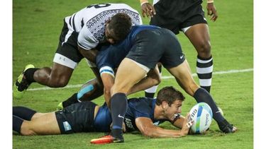 GOLEADOR. Franco Sábato anotó el try para Argentina en la derrota ante Fiji..