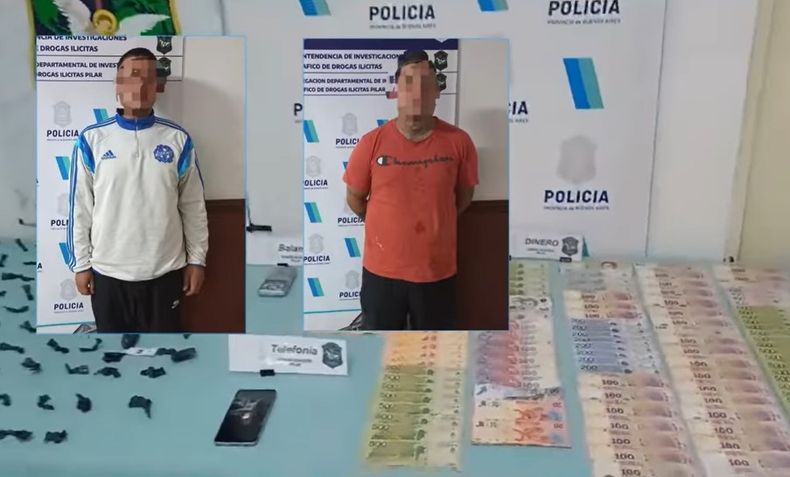 Los detenidos y parte de lo decomisado.
