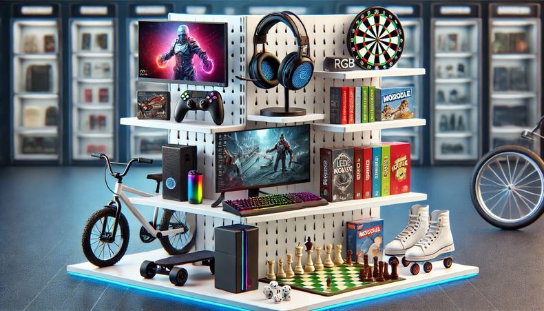 Las tiendas ofrecen celulares, consolas, accesorios de gaming y juegos para los más grandes, así como rodados y juegos de ingenio para los más pequeños.