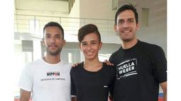 ENTRENAMIENTO. Nicolás Hoyos, junto a Mauro y Sebastián Crismanich..