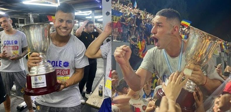 CAMPEONES. Camargo con la copa en mano. Magallanes puño es llevado en andas por la hinchada.