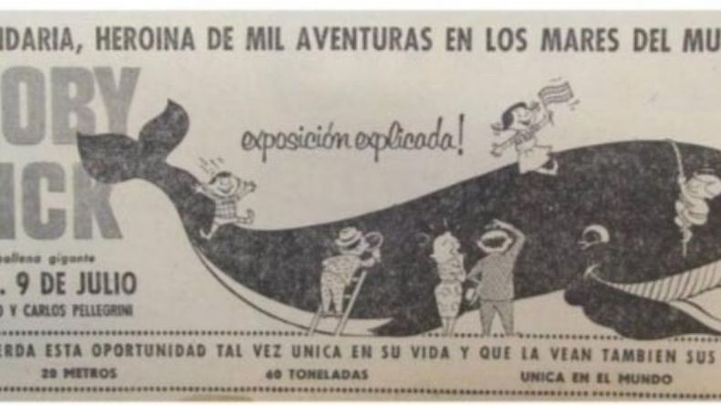 PROMOCIÓN. Aviso del diario La Nación promocionando la muestra de la ballena en la 9 de Julio..