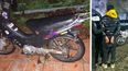 La moto robada en Del Viso y el joven acusado del hecho.