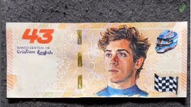 Franco Colapinto en el billete de mil pesos que realizó Cristian English. Franco Colapinto en el billete de mil pesos que realizó Cristian English.