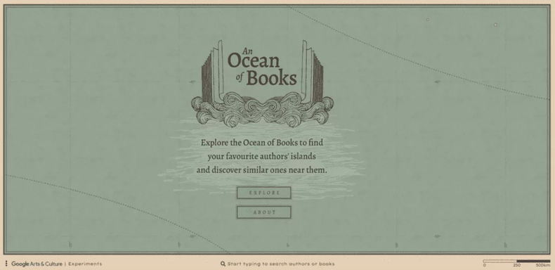 Un océano de libros es un genial experimento de Google. (Google Arts & Culture).