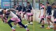 A CORRER. Los jugadores llevaron adelante movimientos físicos en el Barraza.