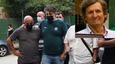 El dolor de su hermano (en el medio, de remera verde) durante el sepelio de Marcelo Longhi. Foto: Télam..