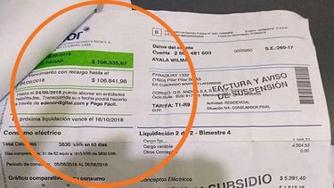 FACTURA LOCA. La boleta de Wilma con un importe de $106.000..