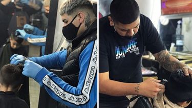 Solidarios. Seis peluqueros y barberos de Pilar cortaron el pelo a 80 chicos de Peruzzotti. .
