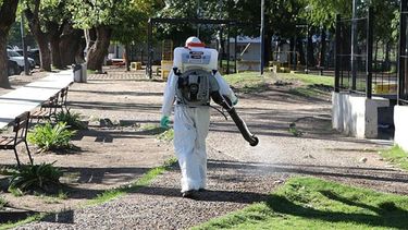 DESINFECCIÓN. Las tareas de fumigación alcanzan a todo el distrito..