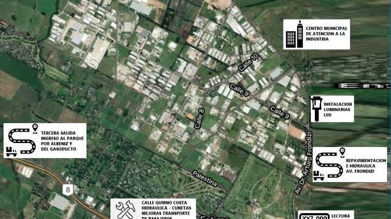 Las obras apuntan a mejorar los accesos, la circulación y la conectividad del Parque Industrial de Pilar. .
