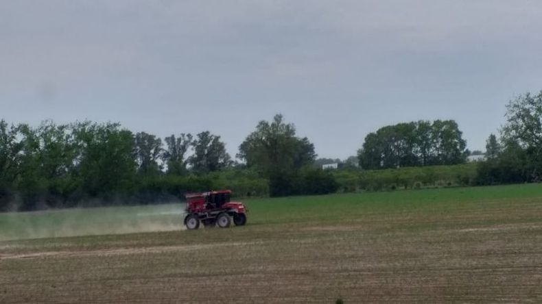 El vehículo fumigador continúa realizando su tarea en el terreno lindero al barrio Larena, haciendo caso omiso a la disposición judicial. .