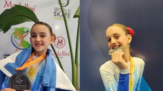 PODIOS. Amanda Carluccio y Clara Lettieri posan con sus medallas de plata panamericanas.
