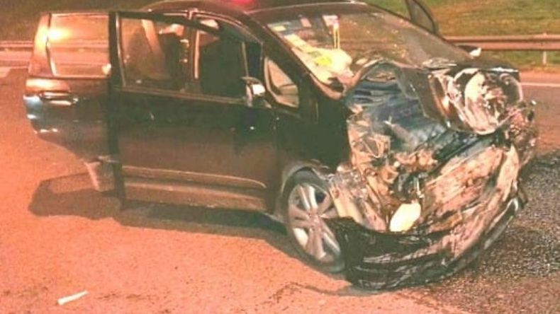 FUERTE IMPACTO. Así quedó el Honda Fit de Zúccaro tras el accidente..