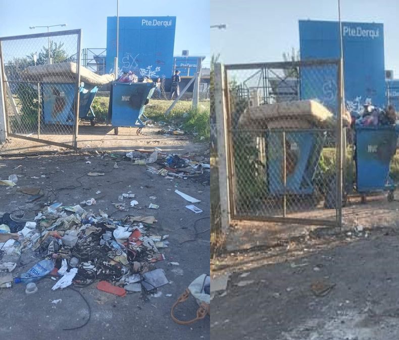 ANTES Y DESPUES. Uno de los sectores de la estación que fueron limpiados por los voluntarios.