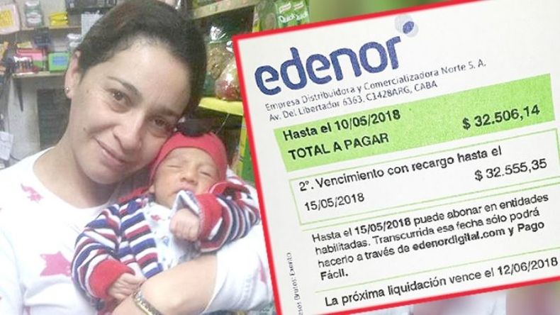 IMPAGABLE. La boleta que debe afrontar el almacén del barrio Peruzzotti..